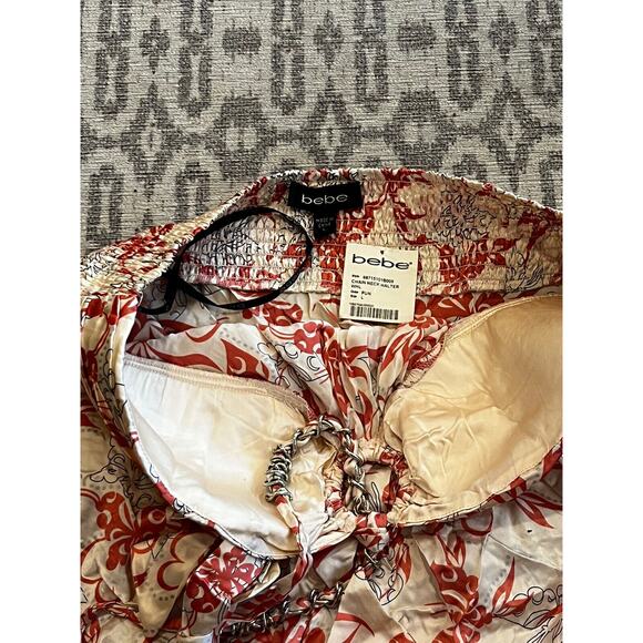 Bebe Vintage Y2K Silk Chain Neck Halter Top Pink Large Keyhole New w/tags RARE - Picture 5 of 11